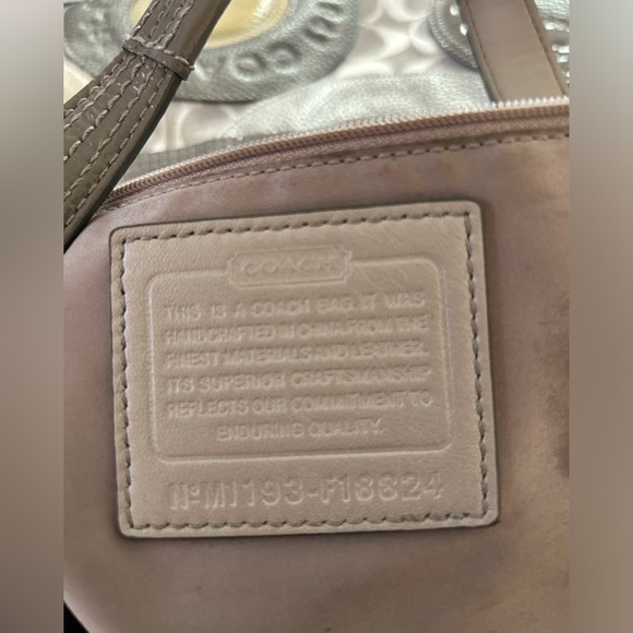 Gray and Silver Optic Coach Shoulder Bag - Picture 10 of 10